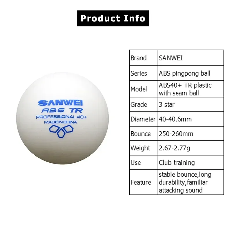 SANWEI-ABS TR 3 Star Table Ten - Ping Pong Ball Set recension och pris